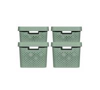 Boîtes de rangement 4 pcs avec couvercle 11L+17L Vert