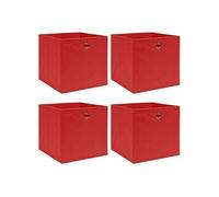 vidaXL Boîtes de rangement Lot de 4 Tissu 32x32x32 cm Rouge