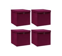vidaXL Boîtes de rangement 4 pcs Rouge foncé 32x32x32 cm Tissu