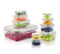 Boîtes de Rangement Alimentaire avec Couvercles, Lot de 10 Ensembles de boîtes Contenants Hermétiques - Boîtes Alimentaires en Plastique Sans BPA, Étanches, Compatibles Micro-ondes & Congélateur