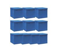 vidaXL Boîtes de rangement avec couvercle Bleu Tissu 32x32x32 cm 10 pièces