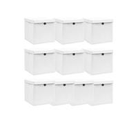 Boîtes de rangement avec couvercle 10pcs Blanc 32x32x32cm Tissu
