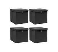 vidaXL 4x Boîtes de Rangement avec Couvercle Pliable Organisateur Bac de Stockage Foulards Chaussettes Sous-vêtements Noir 32x32x32 cm Tissu
