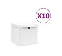 Boîtes de rangement avec couvercles 10 pcs 28x28x28 cm Blanc