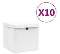 vidaXL Boîtes de rangement avec couvercles 10 pcs 28x28x28 cm Blanc Blanc