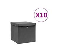 Boîtes de rangement avec couvercles 10 pcs 28x28x28 cm Gris