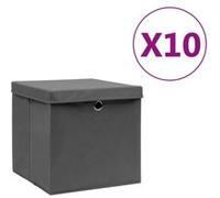 vidaXL Boîtes de rangement avec couvercles 10 pcs 28x28x28 cm Gris Gris