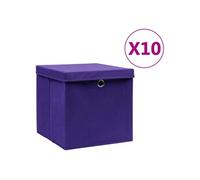 Boîtes de rangement avec couvercles 10 pcs 28x28x28 cm Violet