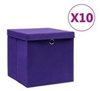vidaXL Boîtes de rangement avec couvercles 10 pcs 28x28x28 cm Violet