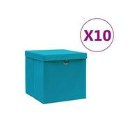 vidaXL Boîtes de rangement avec couvercles 10pcs 28x28x28cm Bleu azuré