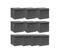 vidaXL Boîtes de rangement avec couvercle 10 pcs Gris 32x32x32cm Tissu Gris