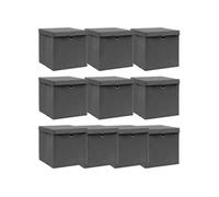 Boîtes de rangement avec couvercles 10pcs Gris 32x32x32cm Tissu