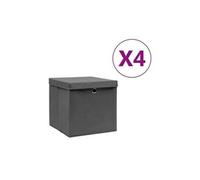 vidaXL Boîtes de rangement avec couvercles Lot de 4 28x28x28 cm Gris