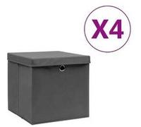 vidaXL Boîtes de rangement avec couvercles Lot de 4 28x28x28 cm Gris
