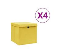 Boîtes de rangement avec couvercles 4 pcs 28x28x28 cm Jaune