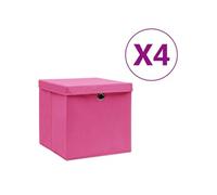 Boîtes de rangement avec couvercles 4 pcs 28x28x28 cm Rose