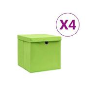 Boîtes de rangement avec couvercles 4 pcs 28x28x28 cm Vert
