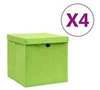 vidaXL Boîtes de rangement avec couvercles 4 pcs 28x28x28 cm Vert