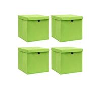 vidaXL Boîtes de rangement avec couvercles 4 pcs Vert 32x32x32cm Tissu
