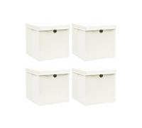 vidaXL Boîtes de rangement avec couvercles 4pcs Blanc 32x32x32cm Tissu