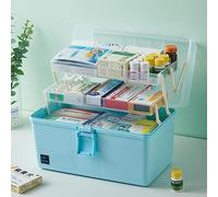 Boîtes de Rangement,Boîte à pharmacie 3 Niveaux Divisés avec Poignées,Boîte à Pharmacie,Boîte de Bricolage,Mallette de Rangement,Mallette de Tri,First Aid Box,Plastic Storage Box (Grande taille, bleu)