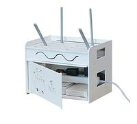 Boîtes De Rangement De Routeur WiFi,Support Mural pour Décodeur TV, Blanc Étagère Murale De Stockage De Câble Prise d'alimentation, Prise WiFi, sans Poinçon,24×21×23 cm