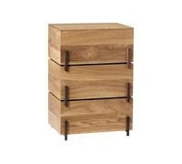 Boîtes de Rangement Empilables en Chêne Huilé et Noyer, 3 Pièces