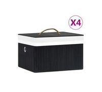 Boîtes de rangement en bambou 4 pcs Noir