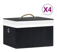 Boîtes de rangement en bambou 4 pcs Noir Noir G