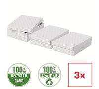 Esselte – Lot de 3 boîtes de rangement avec couvercle, motif géométrique blanc, 100% carton recyclé