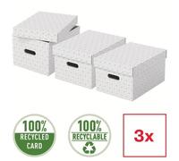 Boîtes de rangement - ESSELTE - Format M - Lot de 3 - Carton recyclé - Blanc