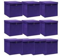 vidaXL Boîtes de rangement avec couvercle Organisateur tissu 10 pièces Violet 32x32x32 cm