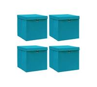vidaXL Boîtes de rangement pliables avec couvercles 32×32×32 cm Bleu azuré x4 Tissu