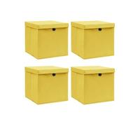 Boîtes de rangement et couvercles 4 pcs Jaune 32x32x32 cm Tissu