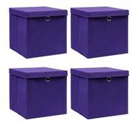 vidaXL Boîtes de rangement et couvercles 4 pcs Violet 32x32x32cm Tissu