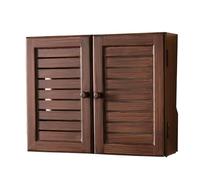 Boîtes De Rangement for Routeur Wi-FI Boîte en Bois Support Accrocher Un Mur Étagère Cartes -Double Porte(Brown,47 * 9.5 * 35cm)