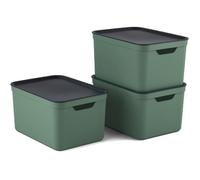 Boîtes de rangement - Jive - Dekobox - Lot de 3 - 16L - Plastique recyclé - Vert-Anthracite