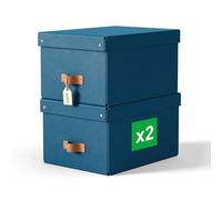 Leitz Boîtes de rangement Puro moyen avec couvercle – 2x17 L empilables bleu 27x37x20 cm