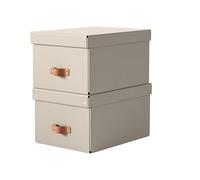 Boîtes de rangement Leitz Puro format moyen avec couvercle : 2 boîtes solides, boîtes empilables 17L pour maison, bureau (27x37x20cm, beige sable), compatibles avec étagères, meubles cubiques