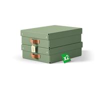 Leitz Boîtes de rangement Puro format moyen bas 2x8L empilables avec couvercle vert 27×37×10 cm