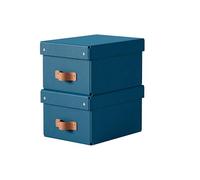Boîtes de rangement Leitz Puro petit format avec couvercle : 2 boîtes solides, boîtes empilables 7L pour maison et bureau (20x28x15cm, bleu), compatibles avec étagères et meubles cubiques
