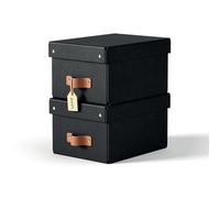 Boîtes de rangement Leitz Puro petit format avec couvercle : 2 boîtes solides, boîtes empilables 7L pour maison, bureau (20x28x15cm, noir), compatibles avec étagères, meubles cubiques