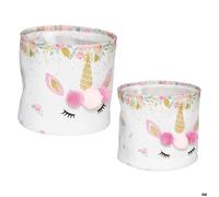 Boites de rangement Licorne - Lot de 2 - Polyester et mousse Eva - Blanc