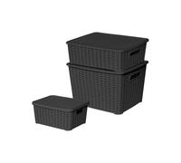 Boites de rangement noires Store Box - SOTUFAB PLAST - Taille S, M et L - Aspect rotin