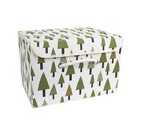 Boîtes de Rangement, paniers de Rangement en Tissu de Coton paniers avec Poignées et couvercles Organisation de blanchisserie de Récipient Pliable - 38x25x25,arbre