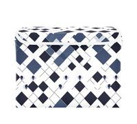 Boîtes de rangement pliables en forme de losange pour le rangement sous le lit Blanc/bleu marine