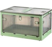 Boîtes de rangement pliables - Organiseur en plastique transparent avec couvercles, poignées portables et roues pour une organisation efficace des armoires et des épiceries