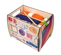 Boîtes de rangement pour crochet - Coffre de rangement en fibre de bois, support pour outils de tricot, récipient de gestion des fils, kit de bricolage, ensemble d'accessoires faits à la main | pour
