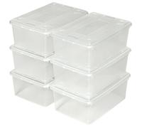 Boîtes de rangement - TECTAKE - Lot de 6 boîtes de rangement compactes empilables en plastique transparent 33 cm x 23 cm x 12 cm