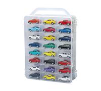 Boîtes de rangement transparentes - Boîtes de rangement double face avec poignée, boîte de rangement avec 46 compartiments et couvercle | Mallette de rangement transparente pour voitures miniatures